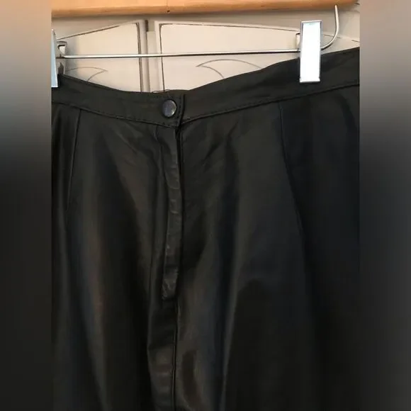 Vintage Comint Black Leather Skirt Long Size 11/12 Made in Argentina - Picture 4 of 8